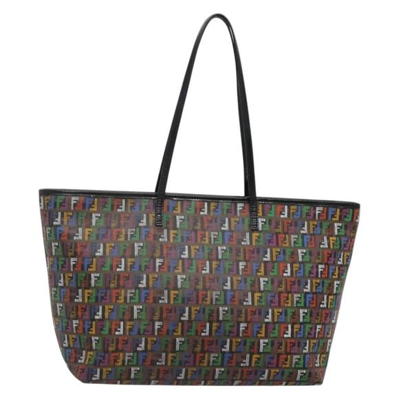 FENDI Zucchino Canvas Tote Bag Multicolor Gold - Picture 1 of 12